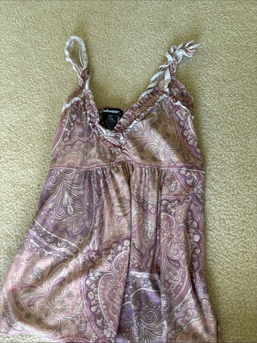 Coolwear  Paisley Ruffle Cami - Mauve & Cream